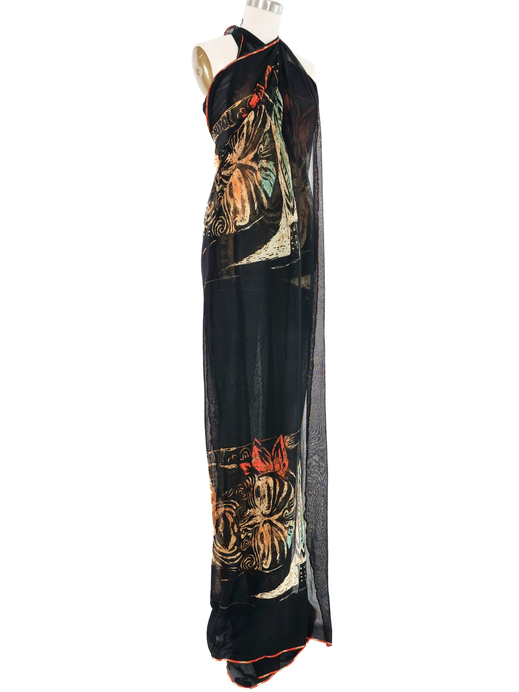 1990s Jean Paul Gaultier Maori Tribal Mesh Wrap