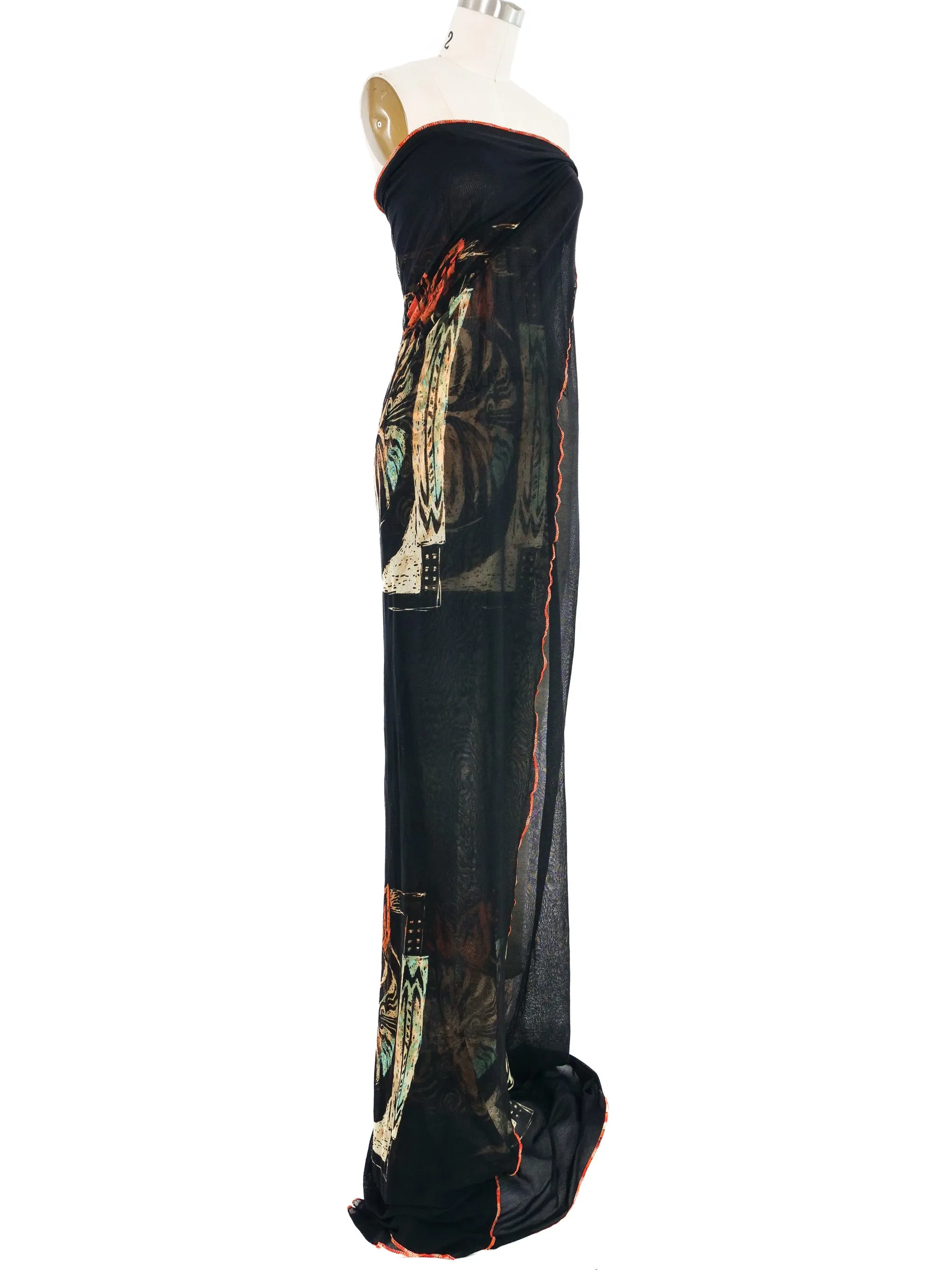 1990s Jean Paul Gaultier Maori Tribal Mesh Wrap
