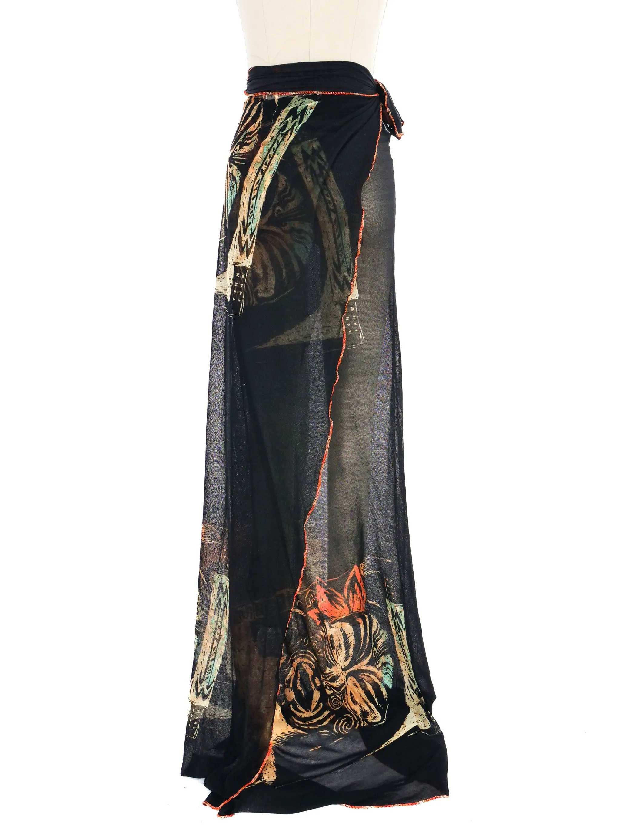 1990s Jean Paul Gaultier Maori Tribal Mesh Wrap