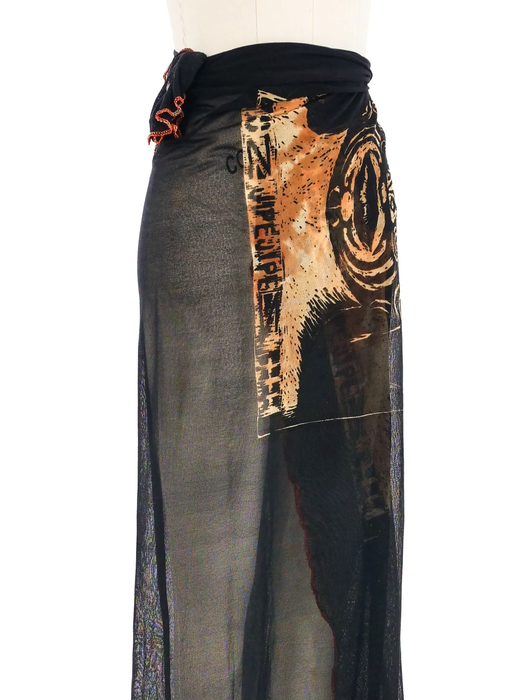 1990s Jean Paul Gaultier Maori Tribal Mesh Wrap