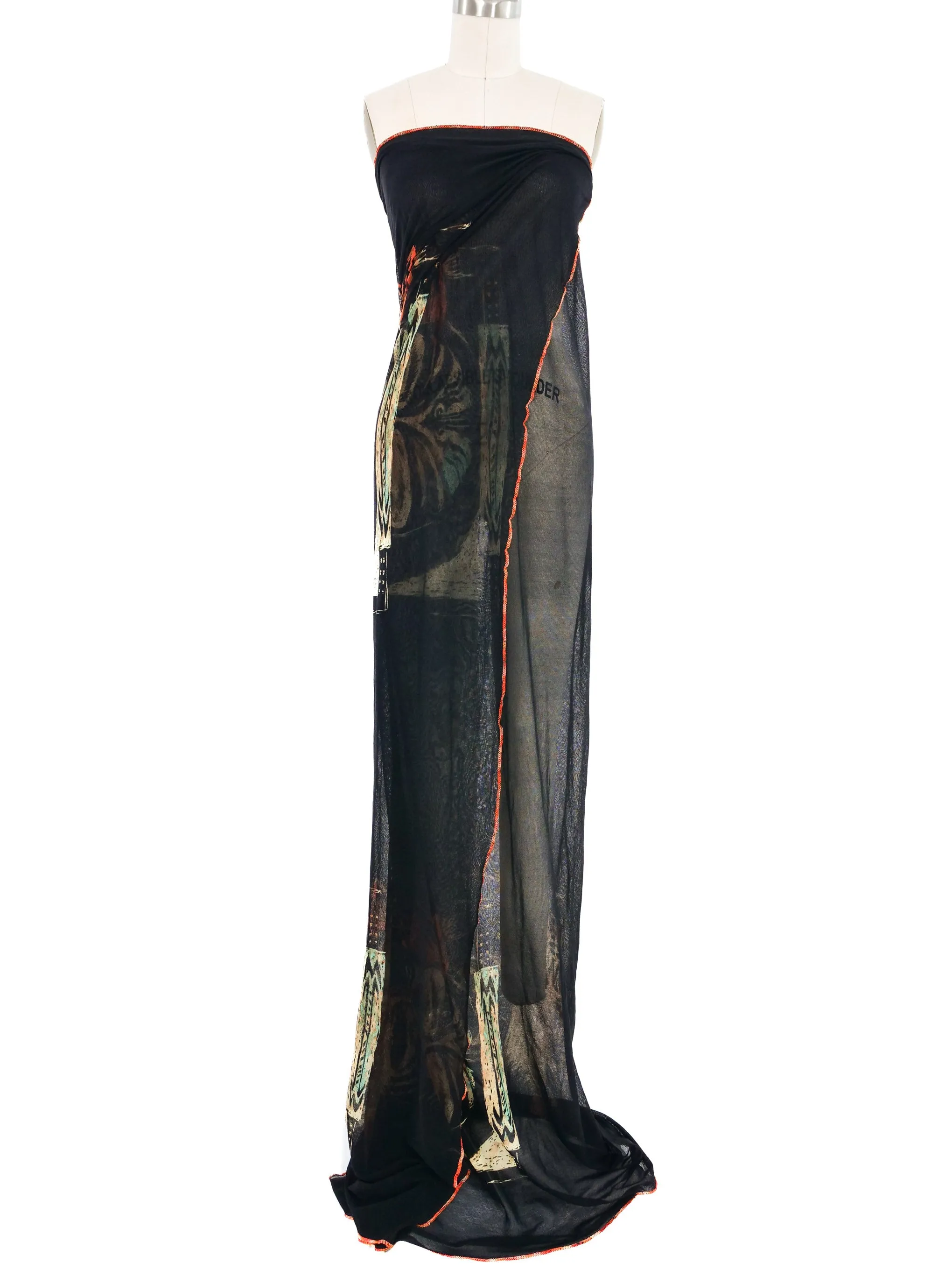 1990s Jean Paul Gaultier Maori Tribal Mesh Wrap