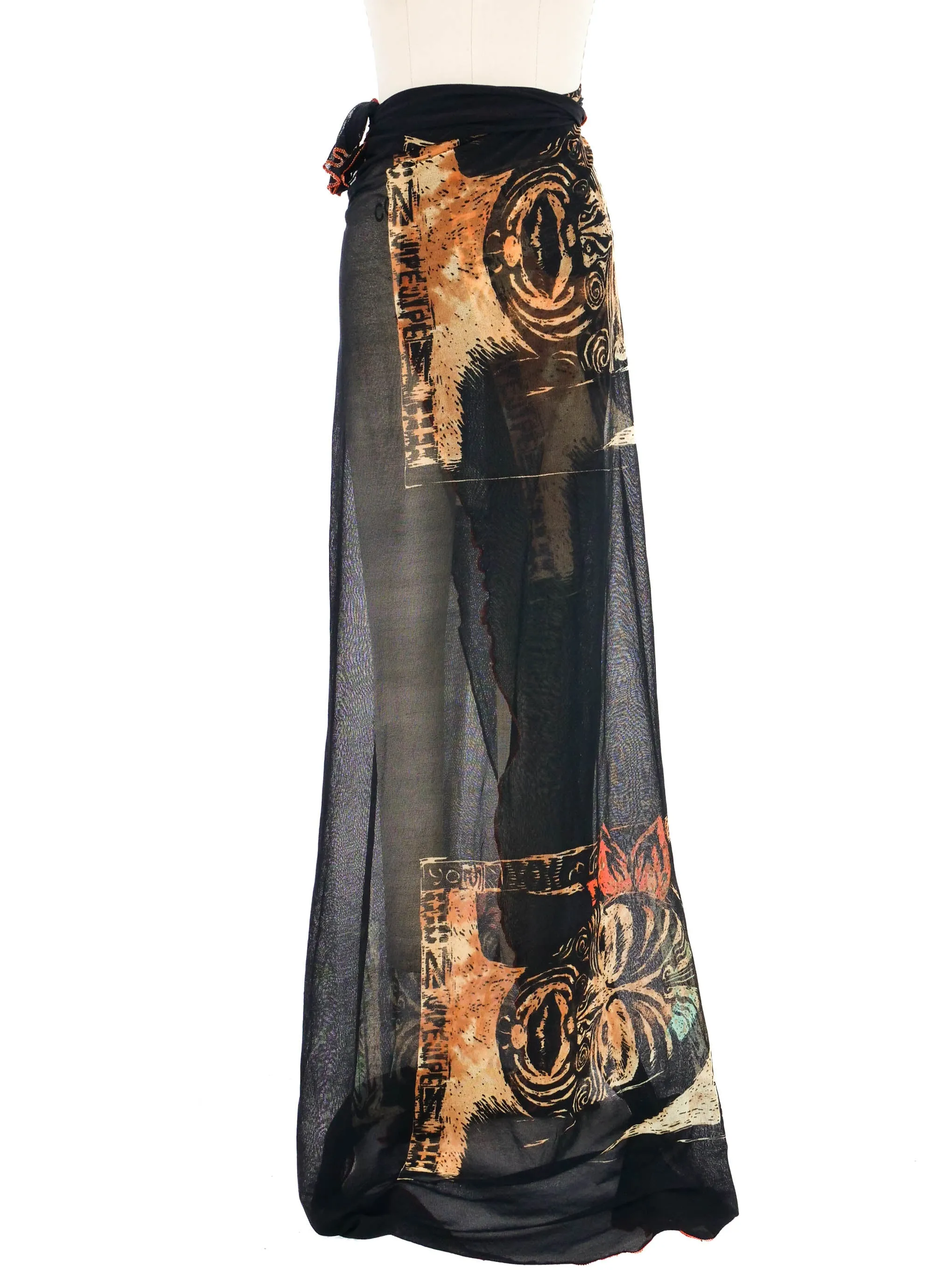 1990s Jean Paul Gaultier Maori Tribal Mesh Wrap