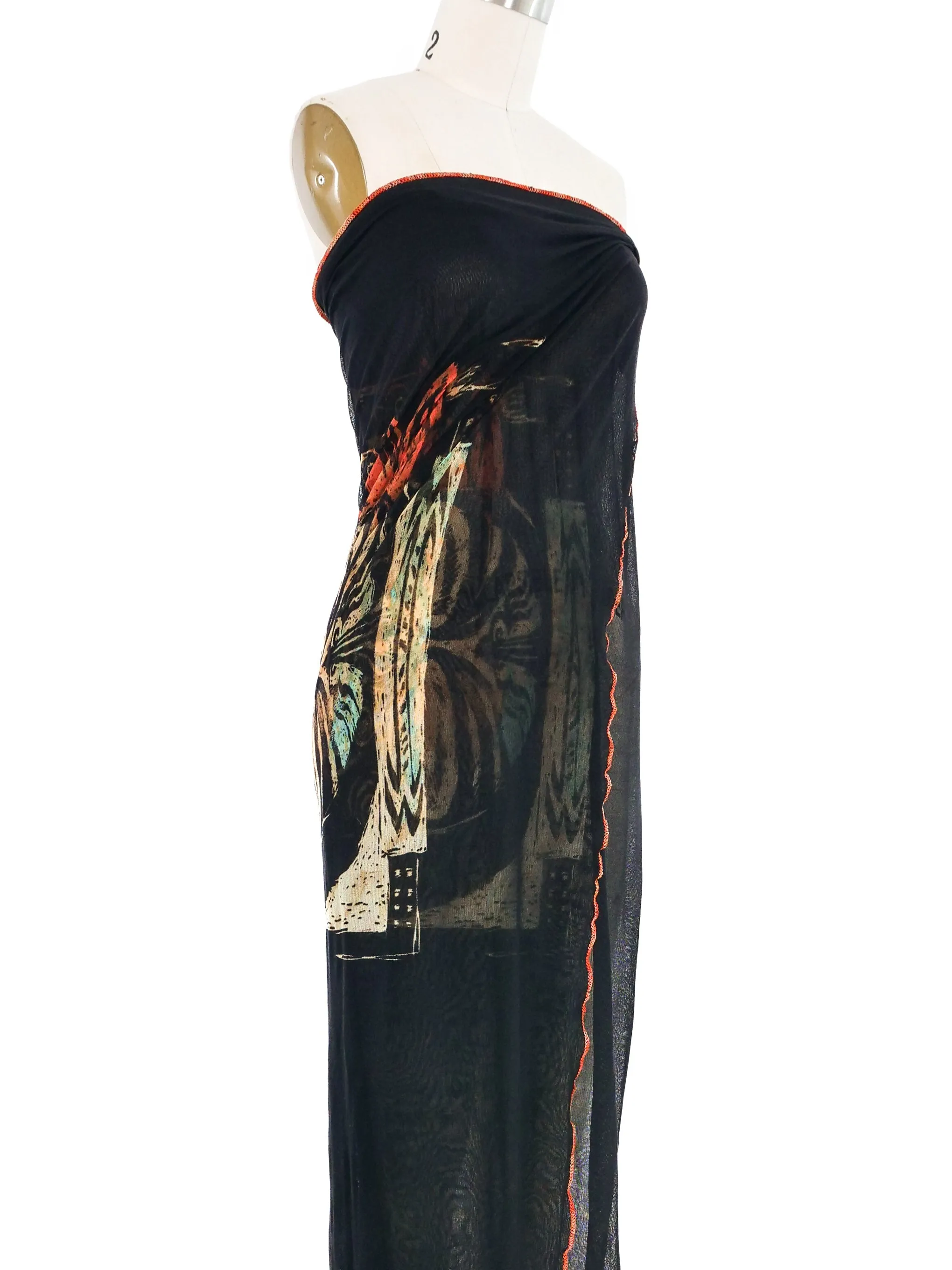 1990s Jean Paul Gaultier Maori Tribal Mesh Wrap
