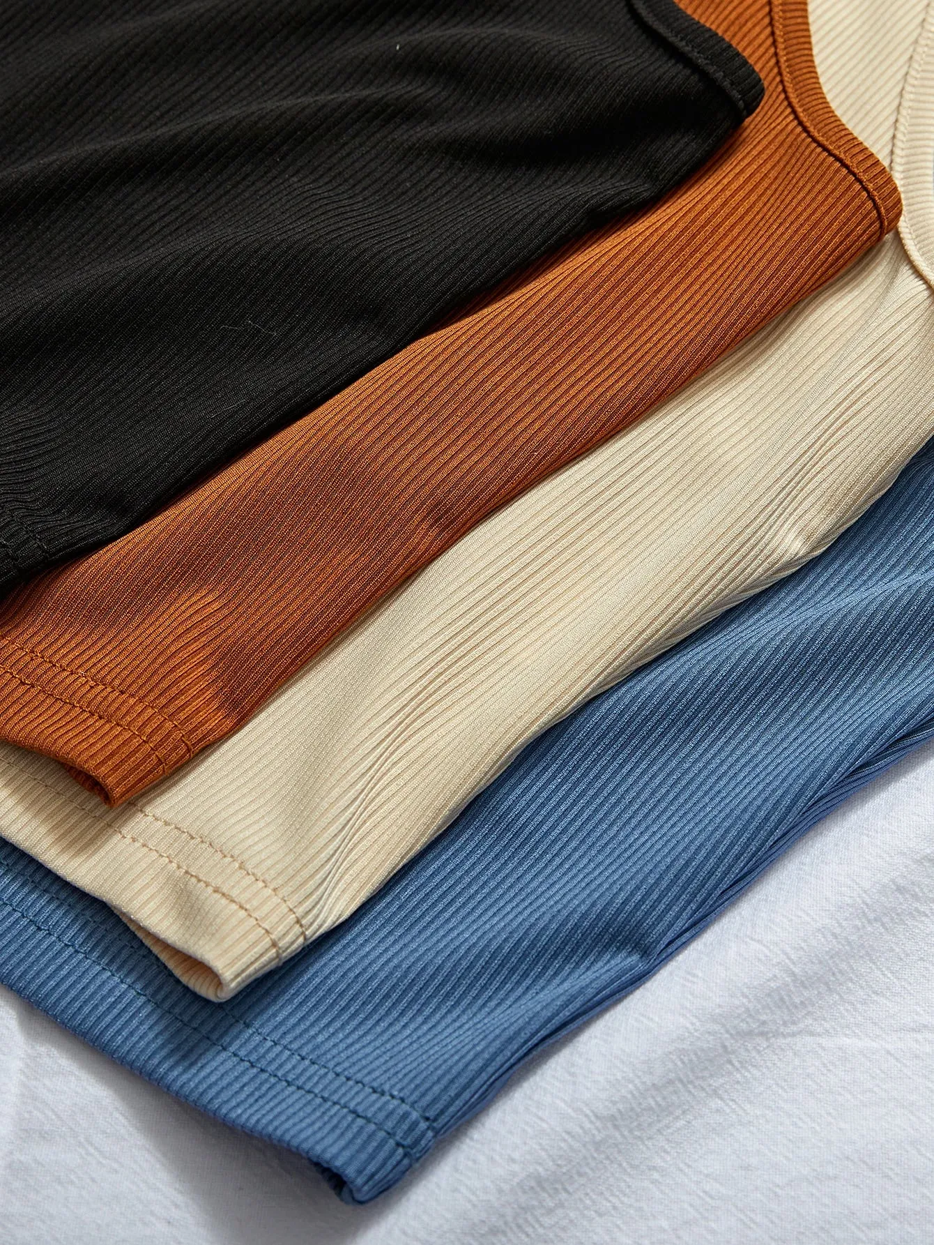 4pcs Rib Knit Solid Tank Top