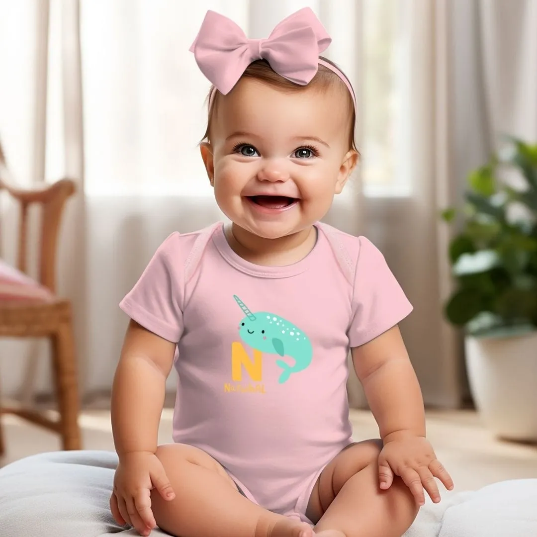 Animal Alphabet - N for Narwhal Baby Bodysuit - Unisex Graphic Bodysuit for Babies