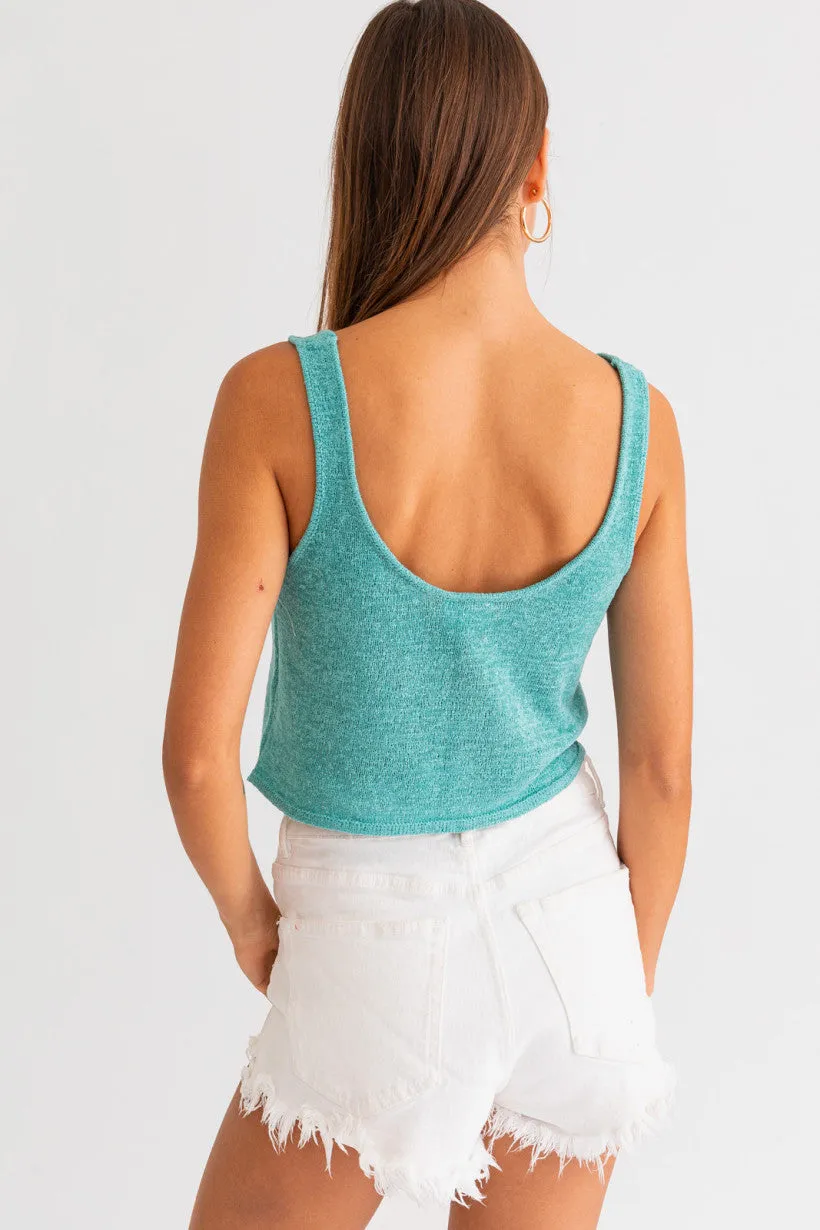 Aqua Sleeveless Crop Tank Top