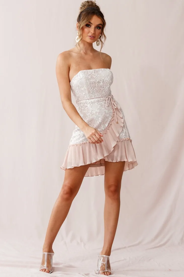 Banksia Lace Bandeau Wrap Dress Nude