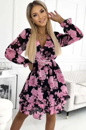 Bella Floral Chiffon Wrap Dress