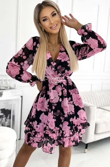 Bella Floral Chiffon Wrap Dress