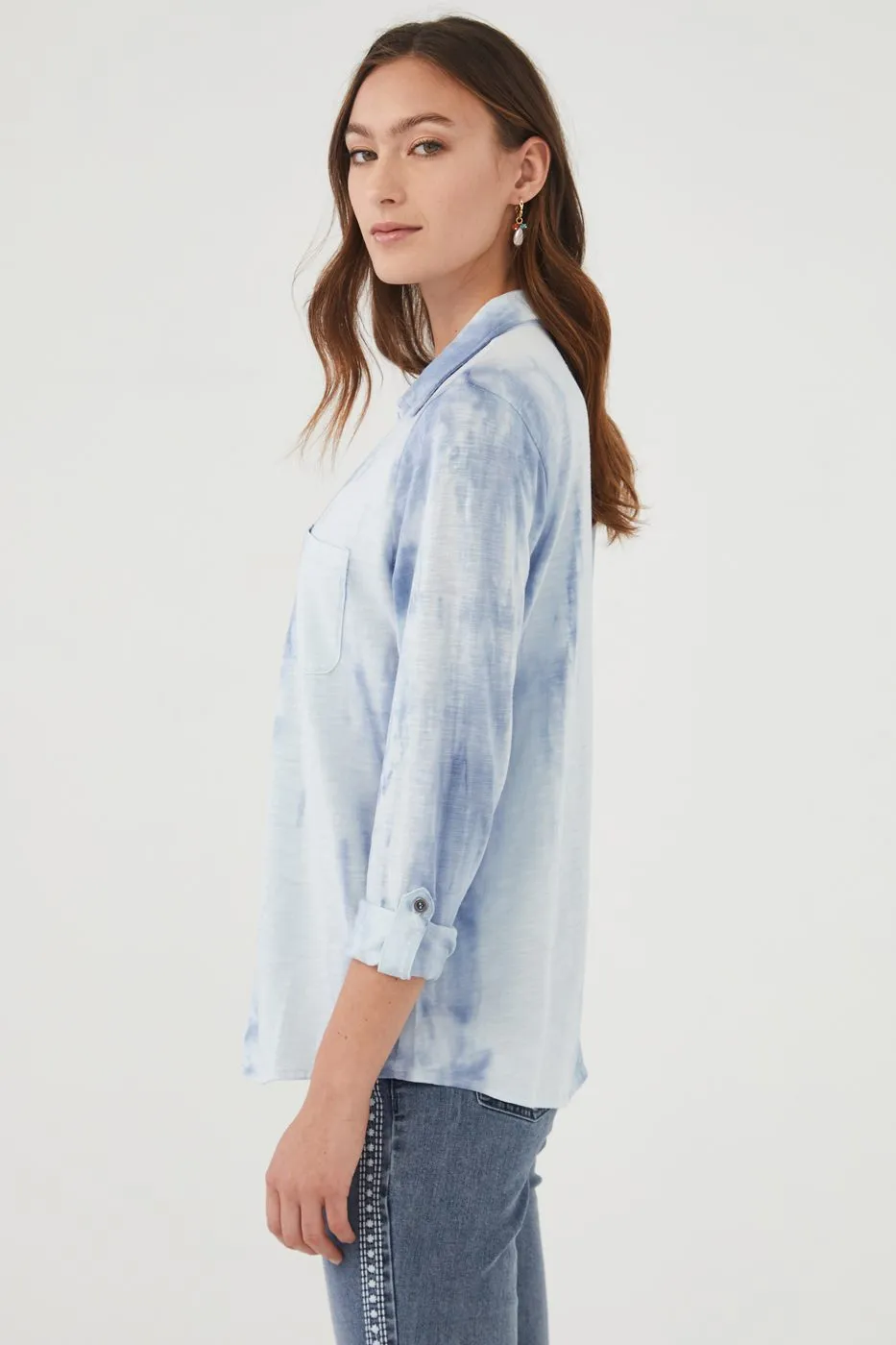 Button Up Tie Dye Knit Shirt