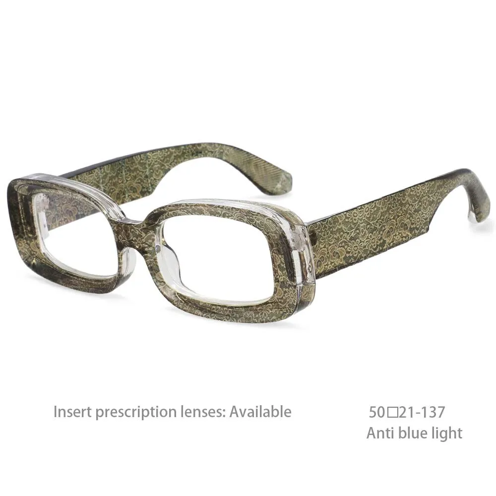CCspace Unisex Full Rim Rectangle Resin Frame Punk Eyeglasses 54430