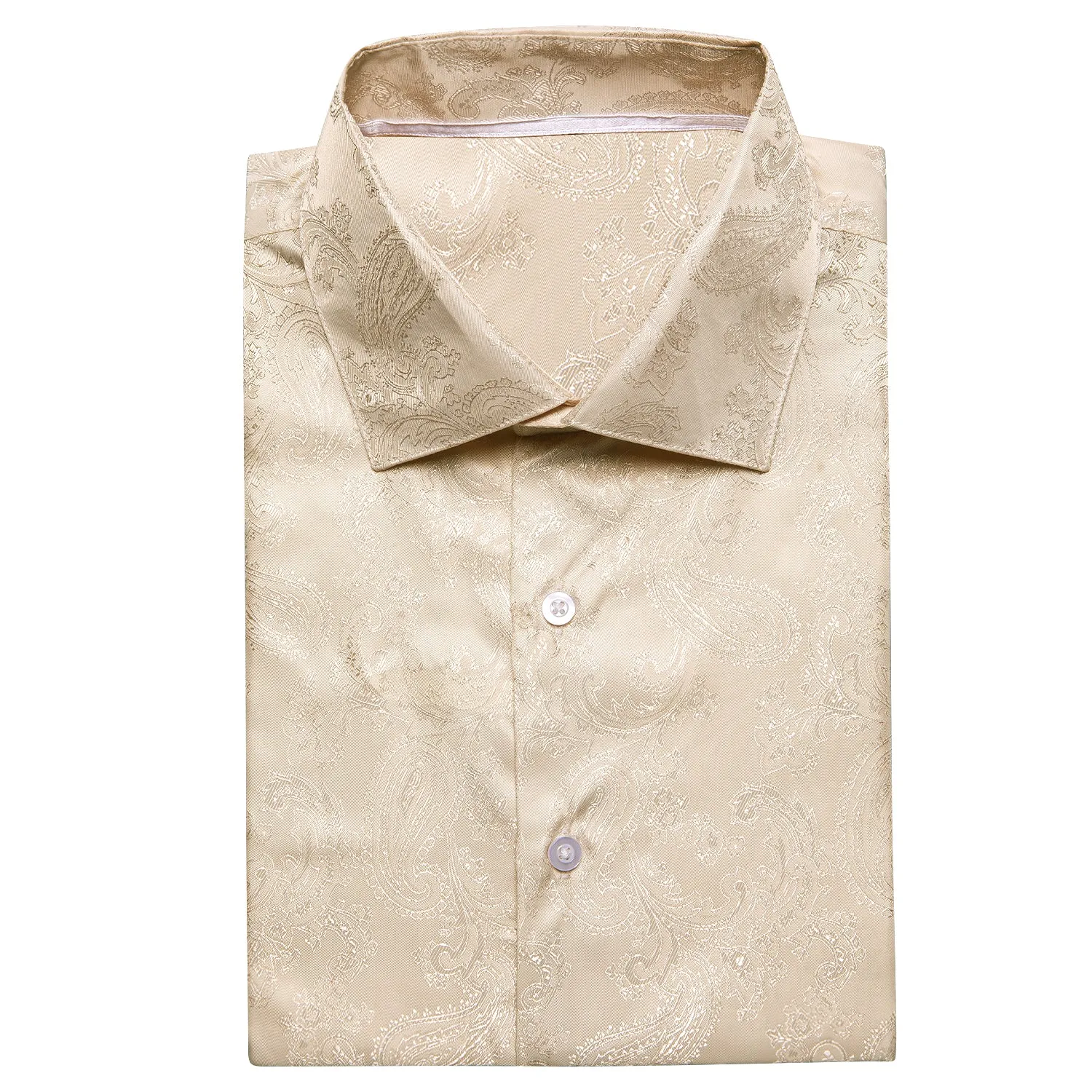 Champagne Paisley Silk Men's Short Sleeve Shirt