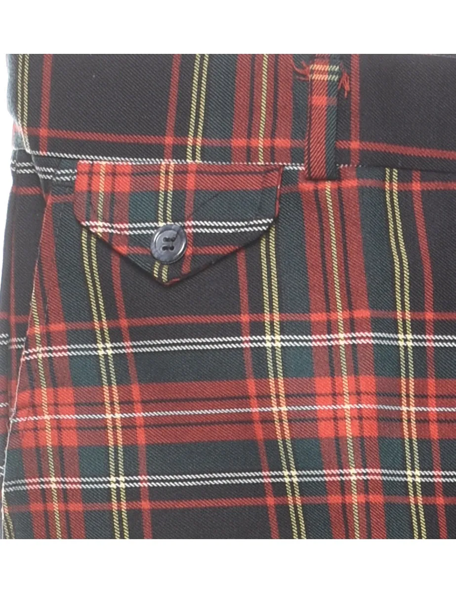 Checked Pattern Black, Red & Yellow Trousers - W34 L31