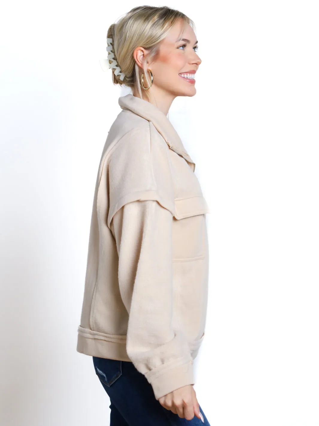 Chill Out Front Pocket Zip-Up Pullover- Final Sale
