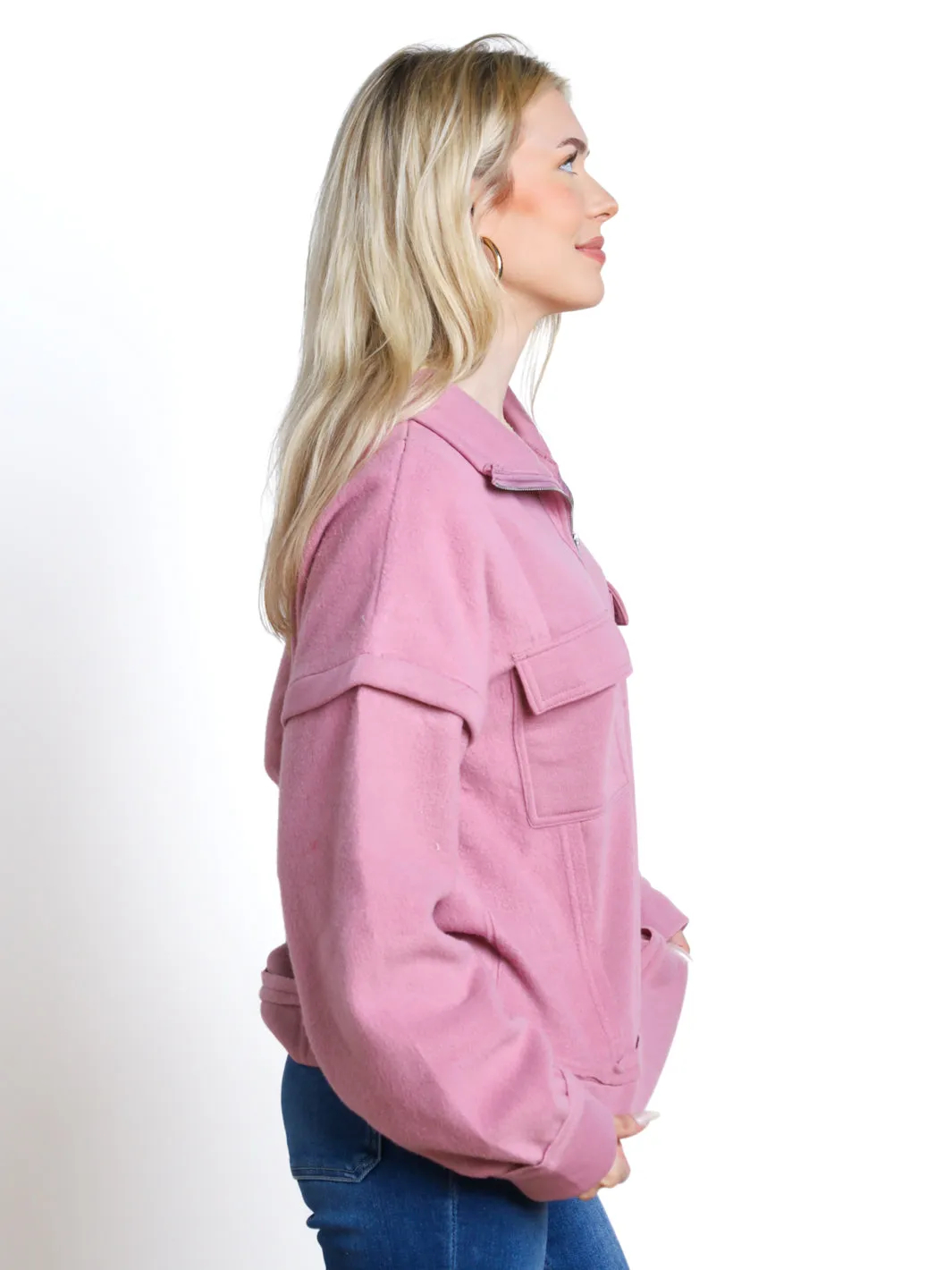 Chill Out Front Pocket Zip-Up Pullover- Final Sale