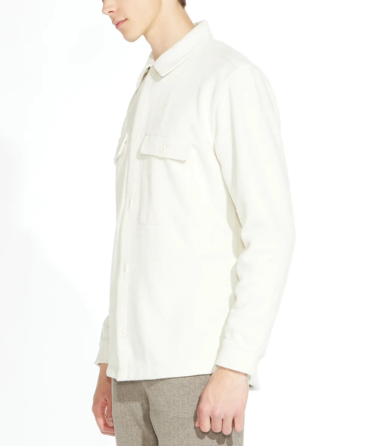 Civil Society Cream Textured Shirt Jacket With Two Chest Pockets