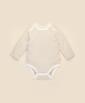 Comfy baby long sleeve bodysuit - Oat stripes