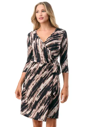 CORDELIA WRAP DRESS (BROWN WATERCOLOR)- VD3156