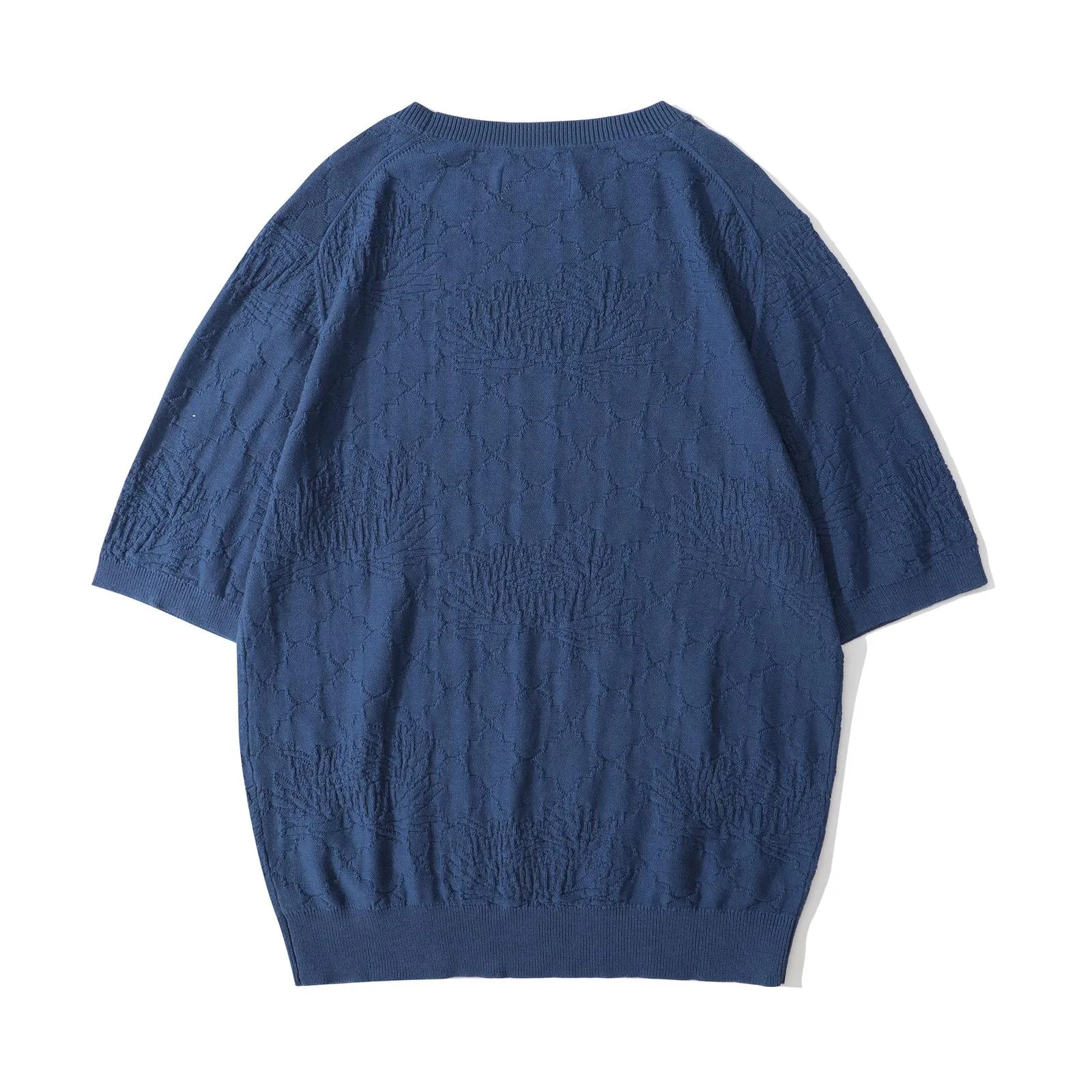 Crew Neck Summer Knit Top - Blue Chrysanthemum