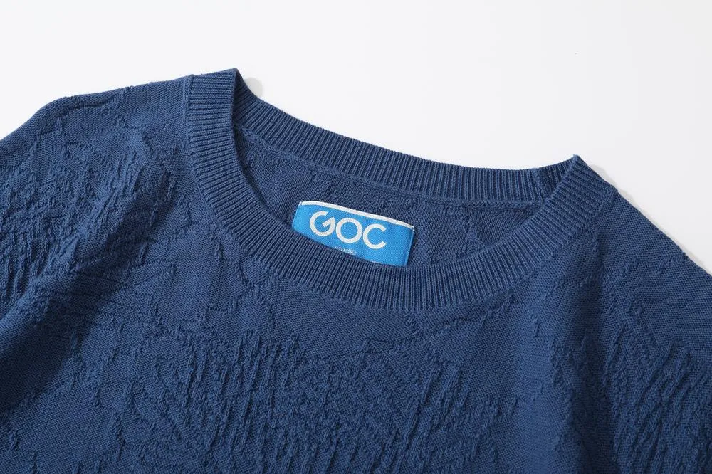 Crew Neck Summer Knit Top - Blue Chrysanthemum