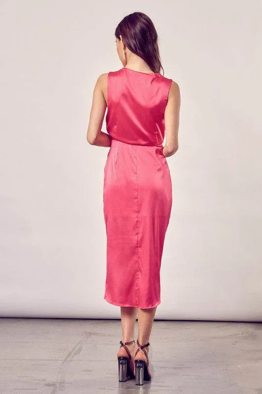 Do   Be Casual Front Slit V-Neck Sleeveless Wrap Midi Dress