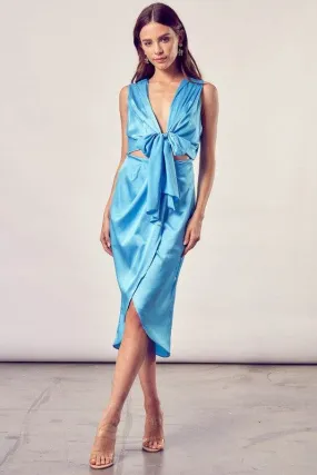 Do   Be Casual Front Slit V-Neck Sleeveless Wrap Midi Dress