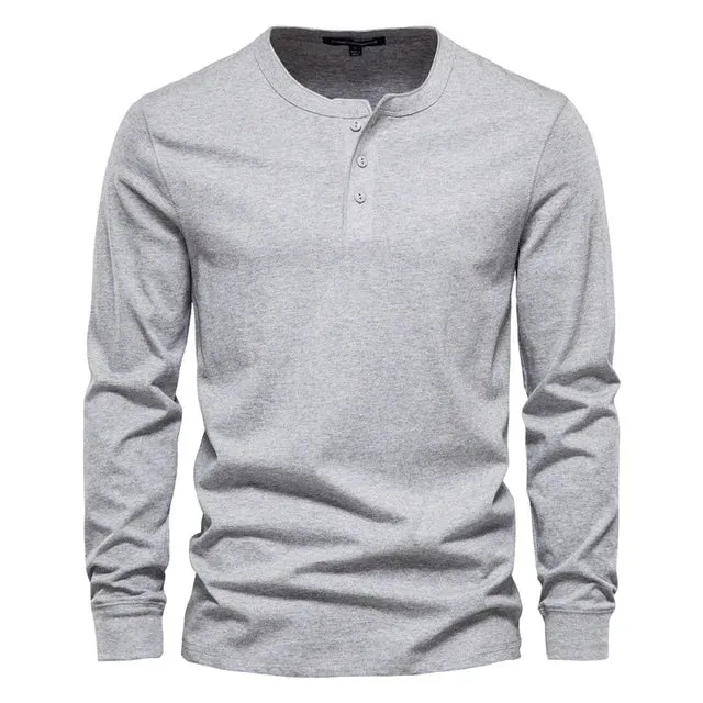 Edo - Lange Mouw Henley T-Shirt - Comfortabel - Heren