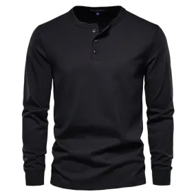 Edo - Lange Mouw Henley T-Shirt - Comfortabel - Heren