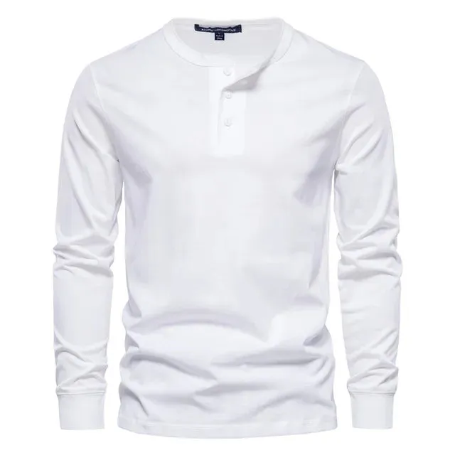 Edo - Lange Mouw Henley T-Shirt - Comfortabel - Heren
