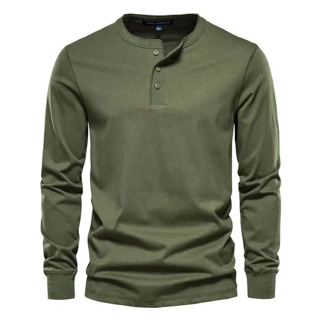 Edo - Lange Mouw Henley T-Shirt - Comfortabel - Heren