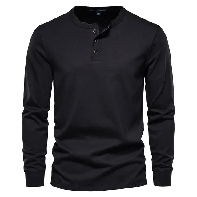 Edo - Lange Mouw Henley T-Shirt - Comfortabel - Heren