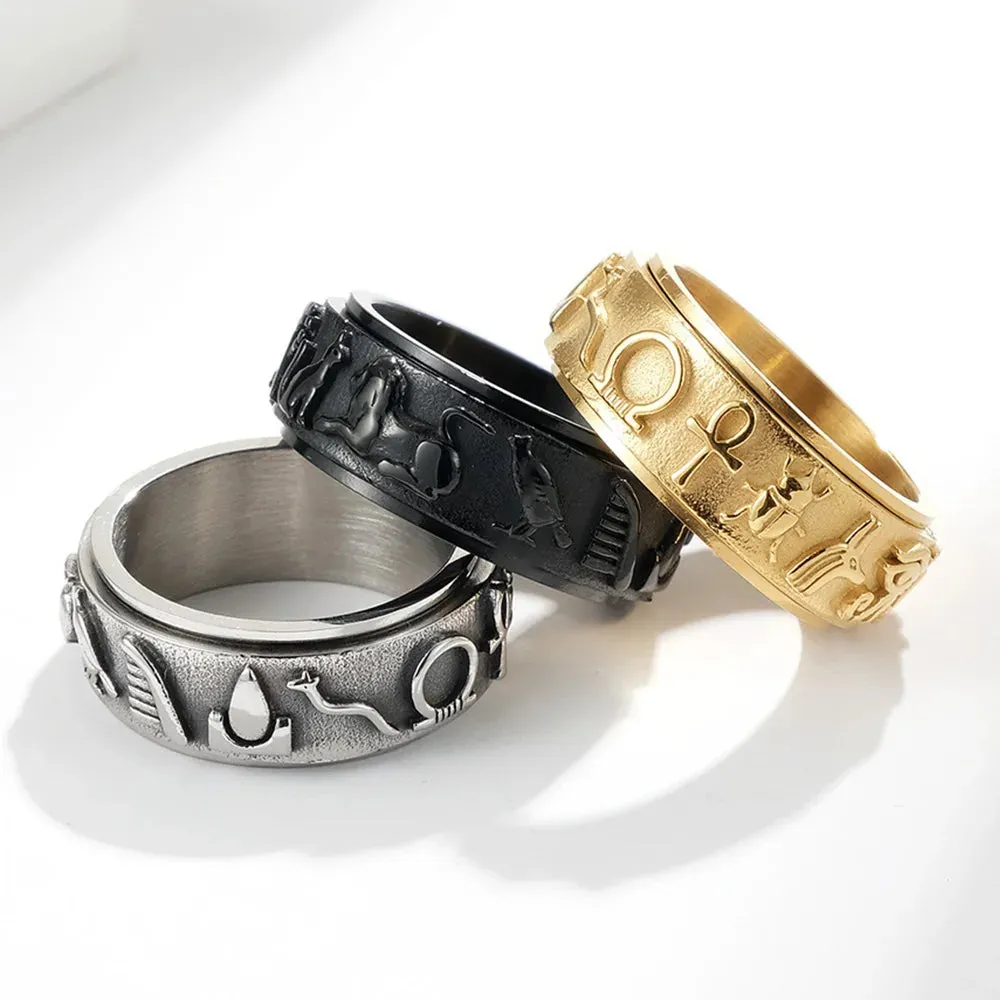 Egyptian Symbol Titanium Steel Rotating Ring