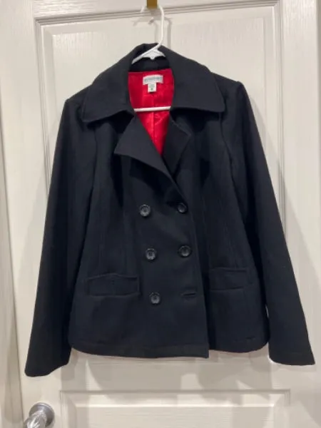 EUC, Motherhood Maternity Black Wool Mix Duffle Coat, Size Medium, Maternity M (8-10)