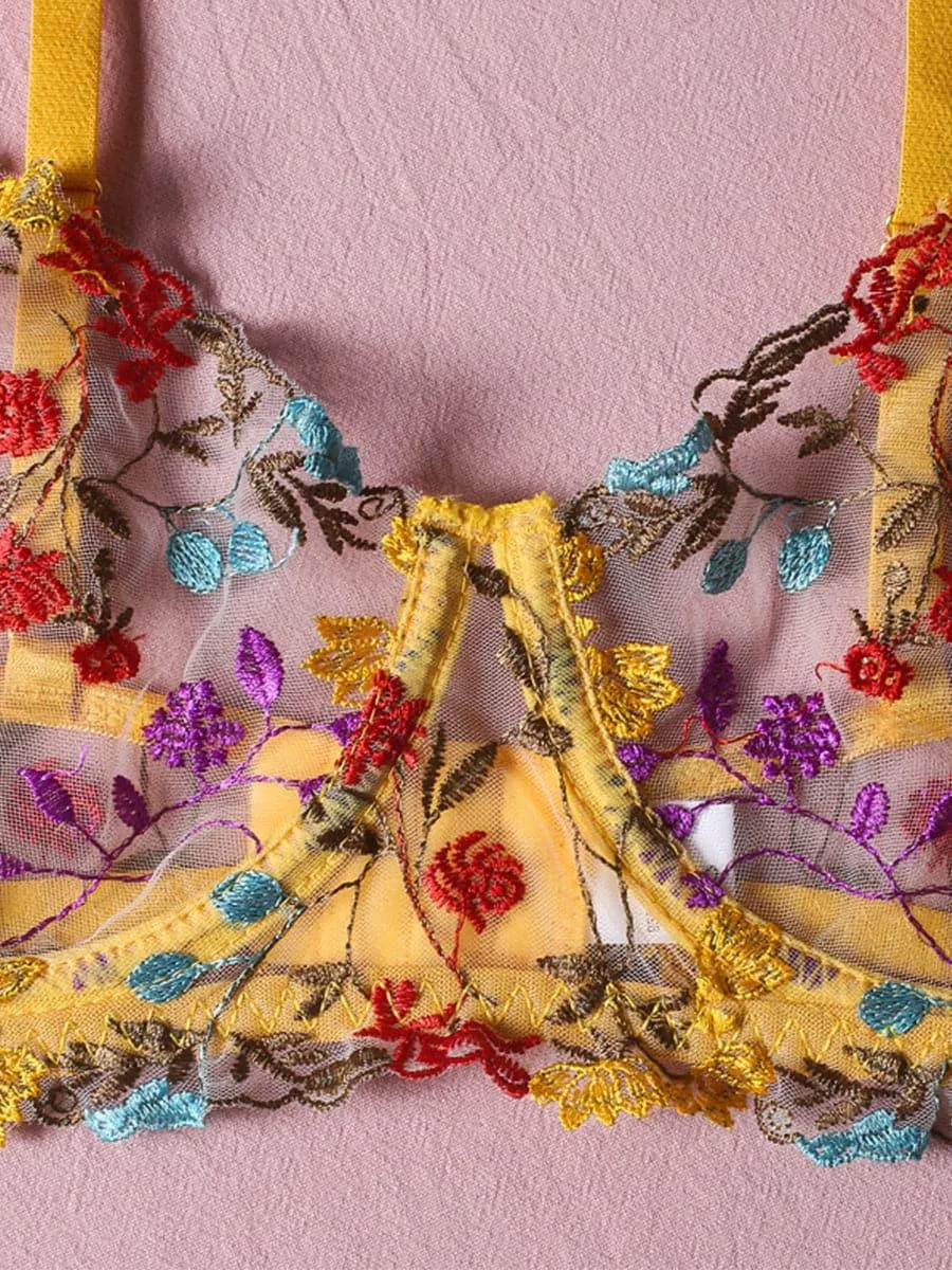 Floral Embroidered Sexy Lingerie Set MSL010