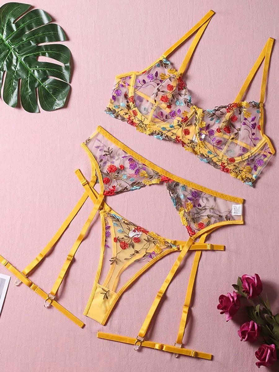 Floral Embroidered Sexy Lingerie Set MSL010