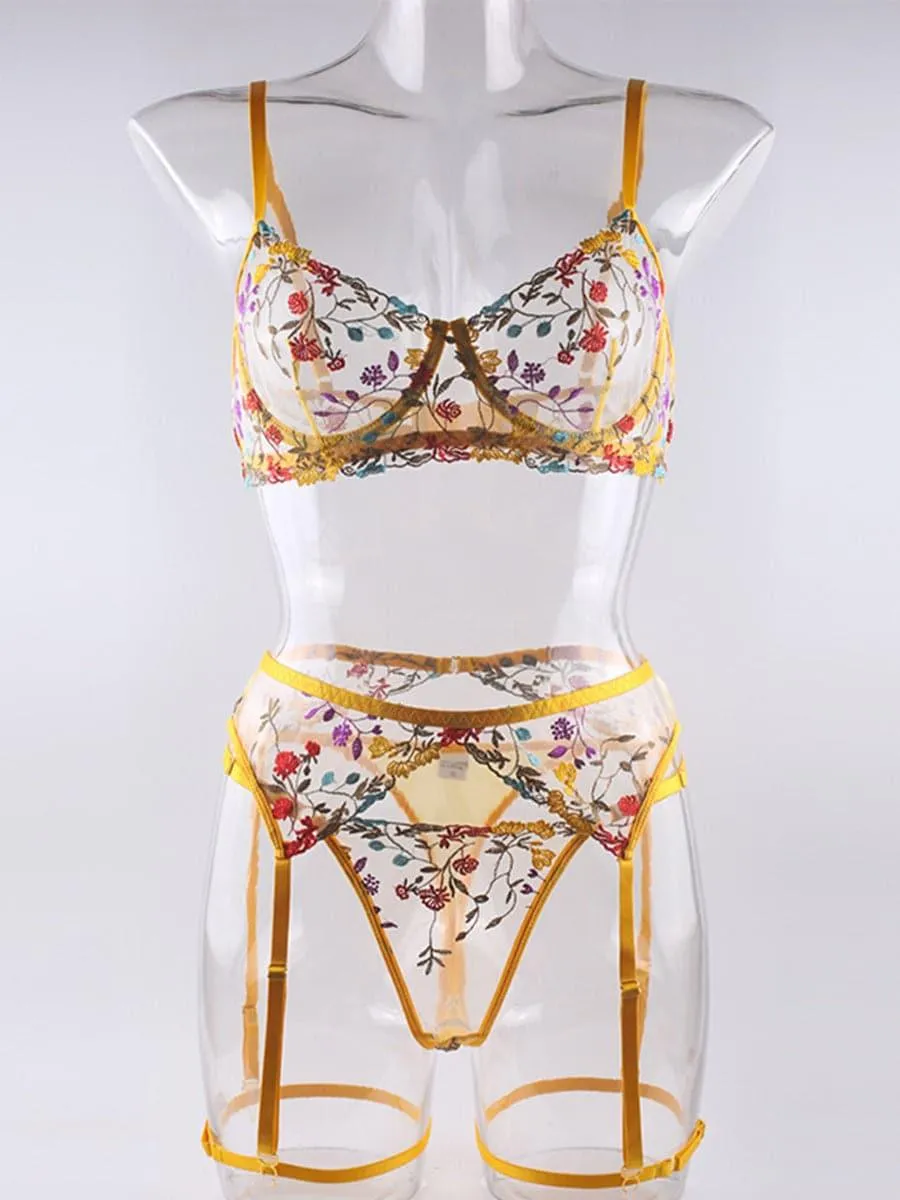 Floral Embroidered Sexy Lingerie Set MSL010