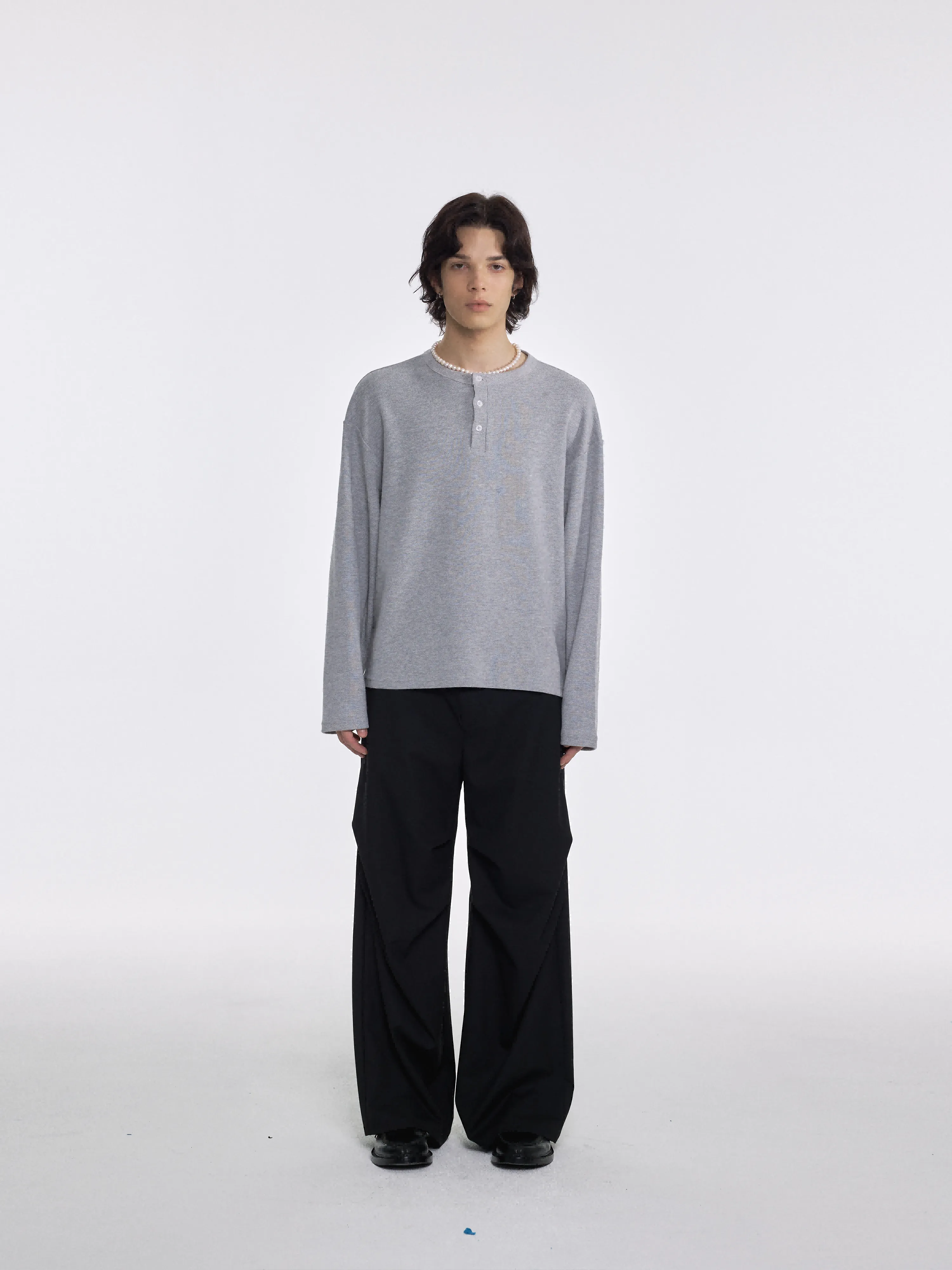Four-Color Waffle Henley Shirt