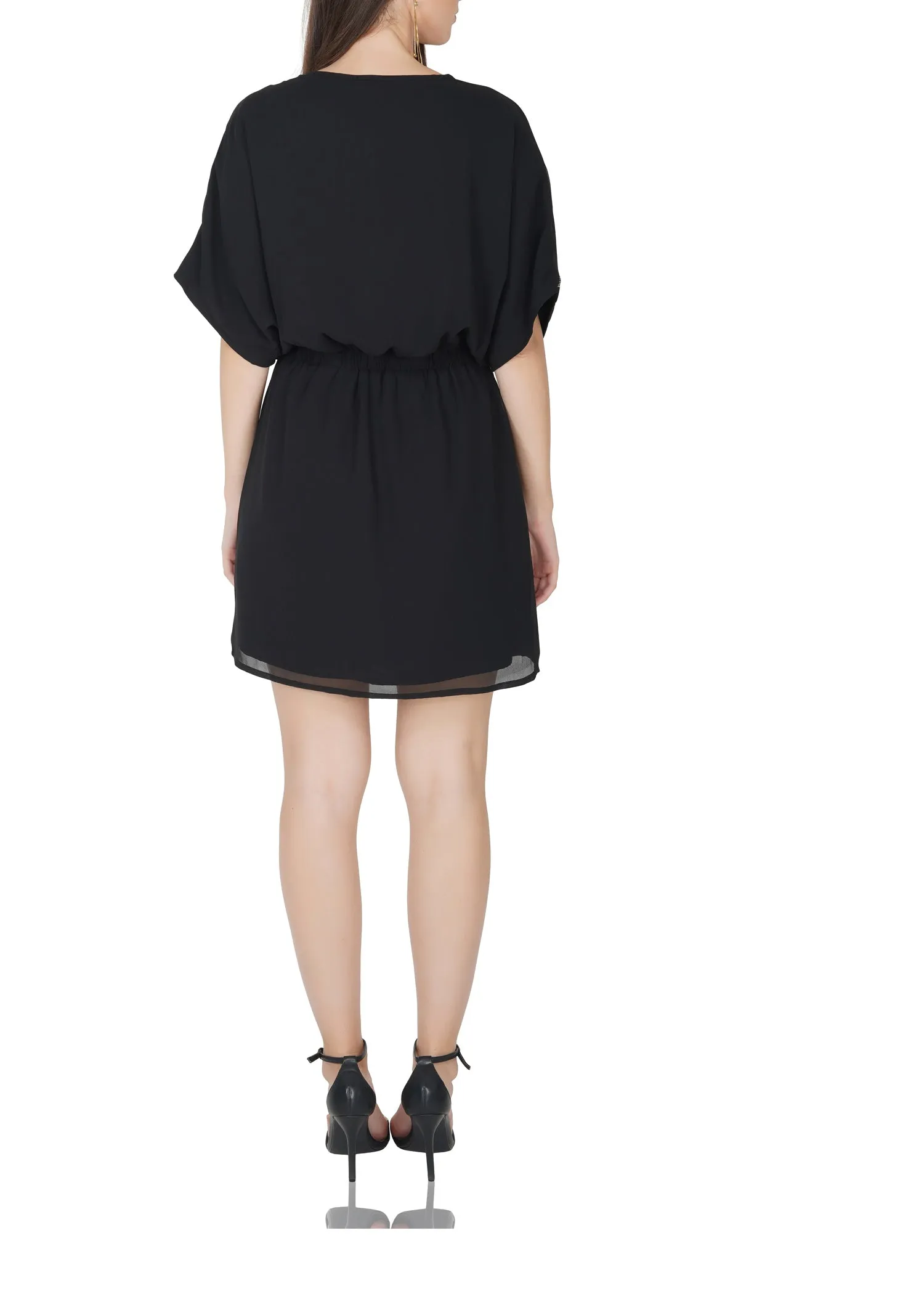Geometric mock wrap dress