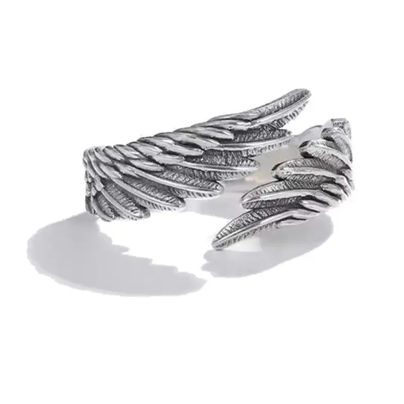 Goth Black Angel Demon Retro Stainless Couple Punk Ring Gift