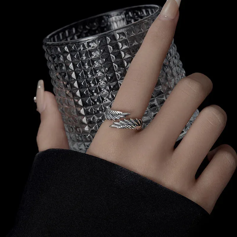 Goth Black Angel Demon Retro Stainless Couple Punk Ring Gift
