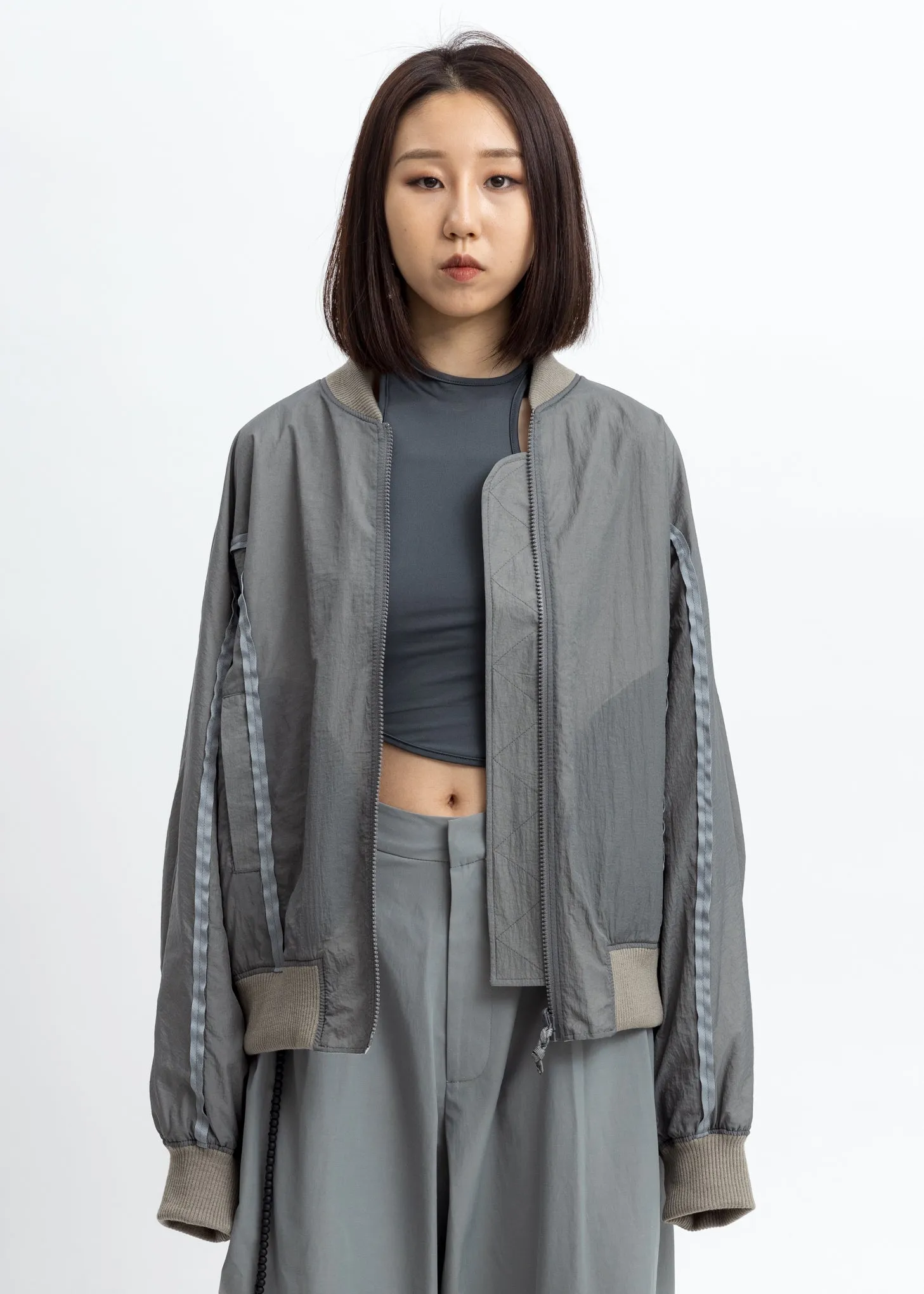 Grey Aviator Bomber Jacket