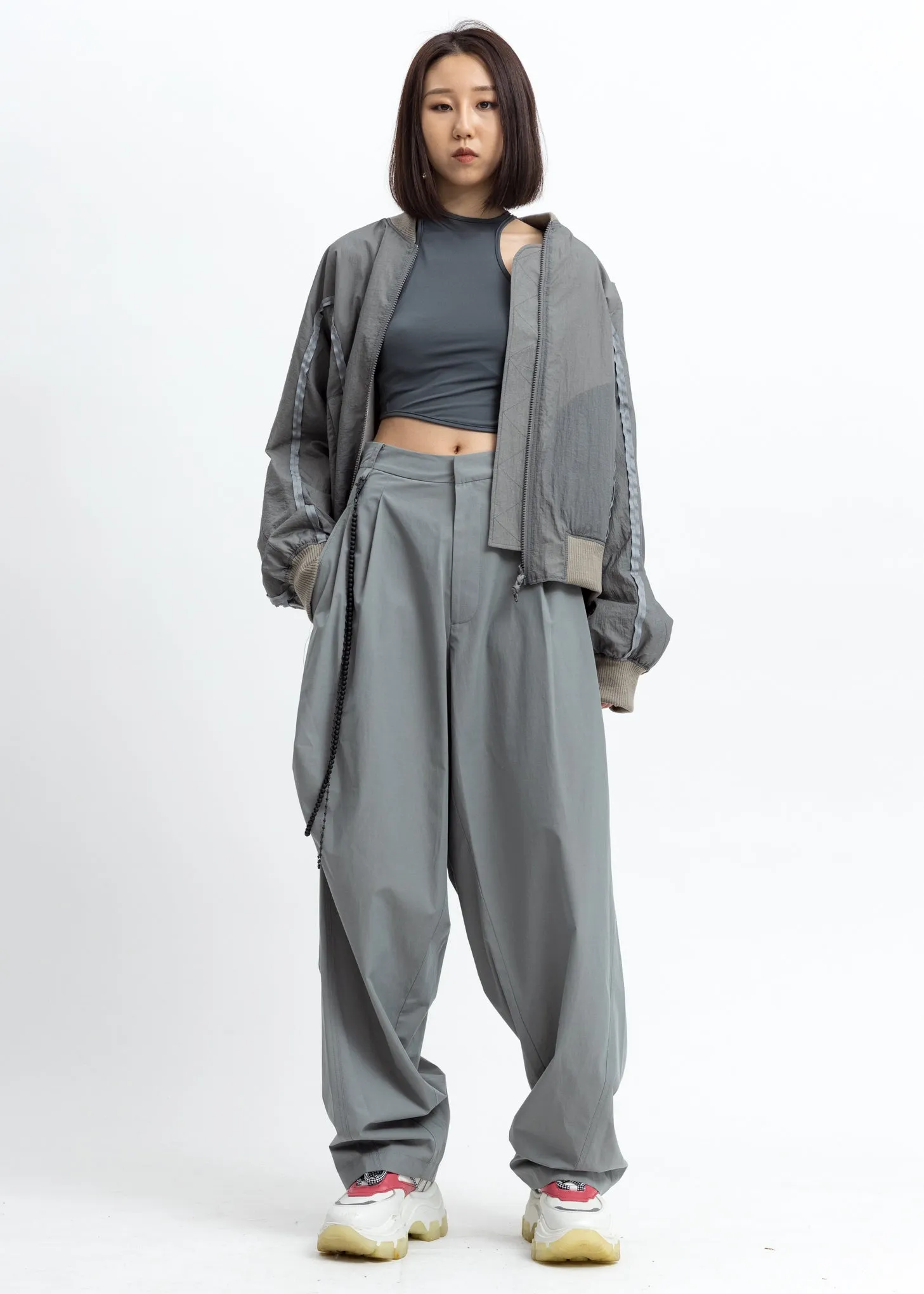 Grey Aviator Bomber Jacket