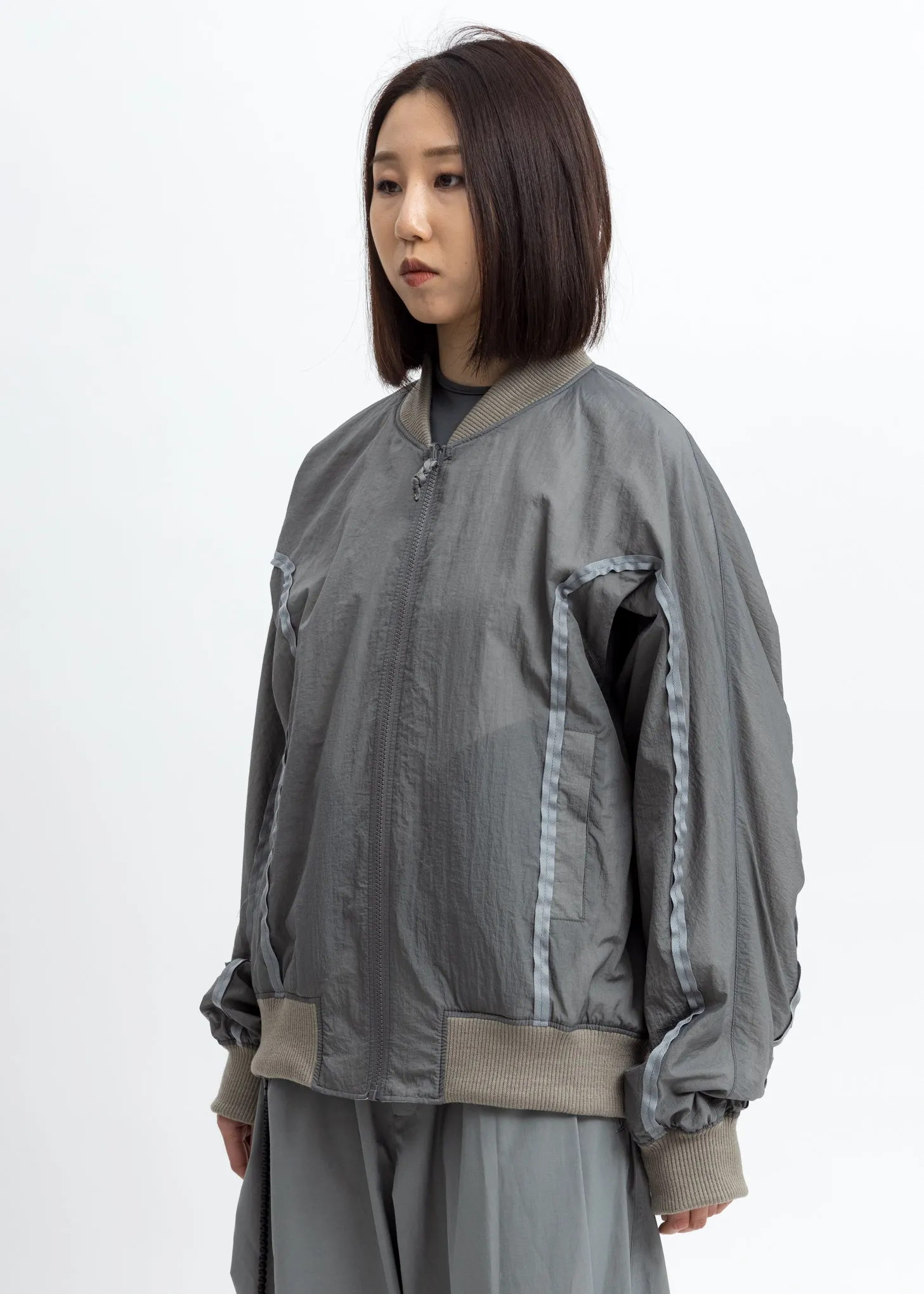 Grey Aviator Bomber Jacket