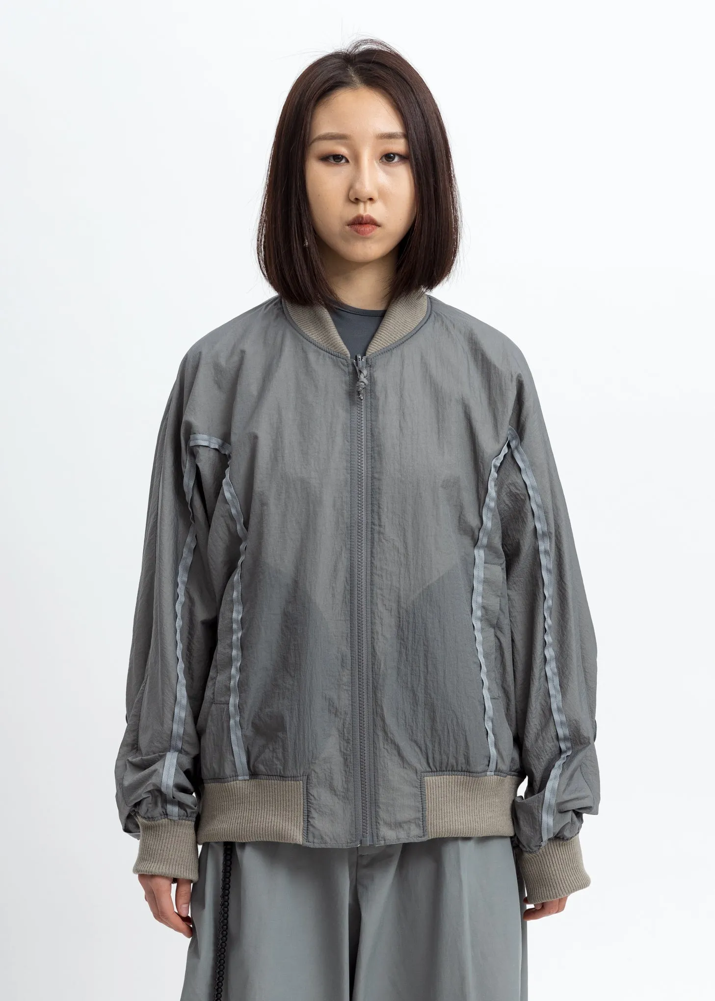 Grey Aviator Bomber Jacket