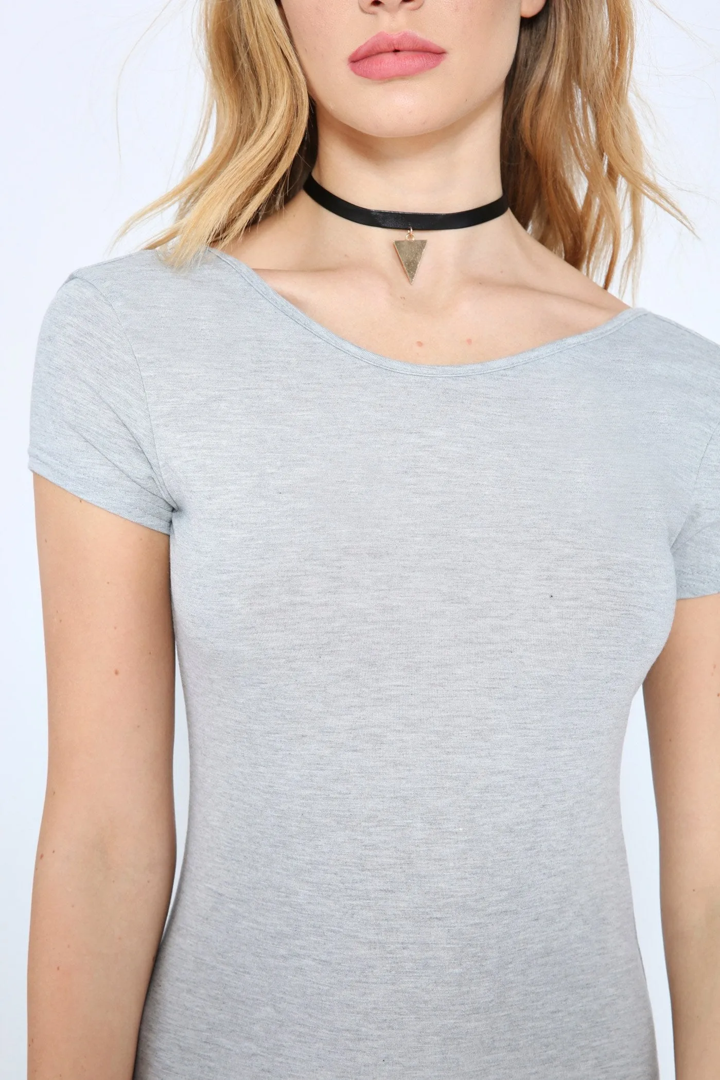 Grey Scoop Back Midi Dress