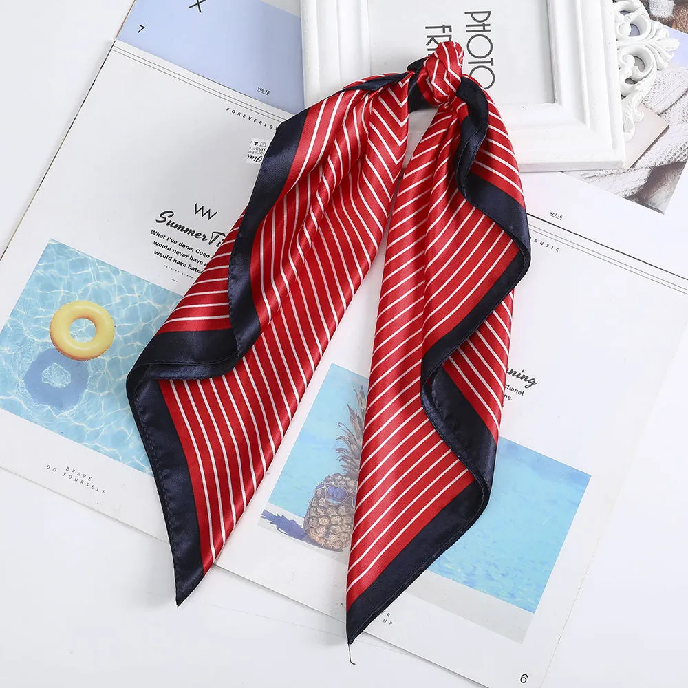 Haimeikang 60*60cm Square Silk Scarf Women Headband Fashion Print Neck Scarfs Office Hair Band Hand Kerchief Female Bandana