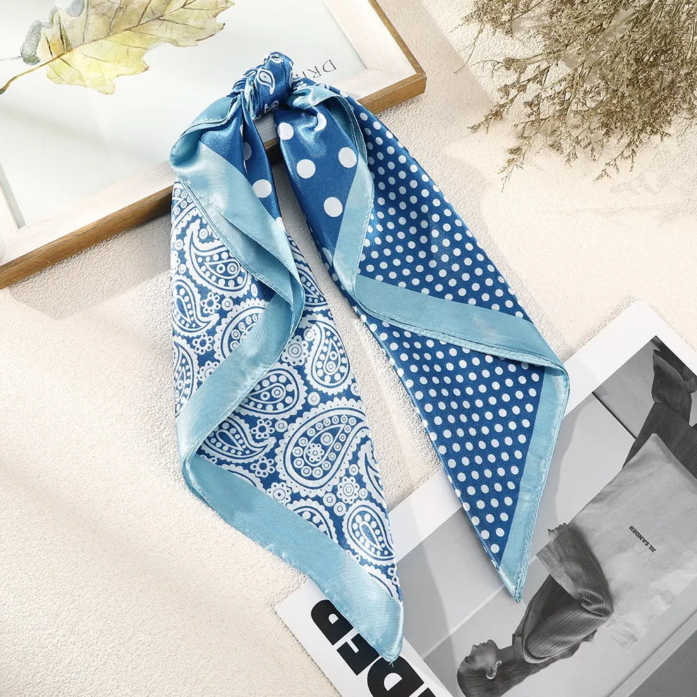 Haimeikang 60*60cm Square Silk Scarf Women Headband Fashion Print Neck Scarfs Office Hair Band Hand Kerchief Female Bandana