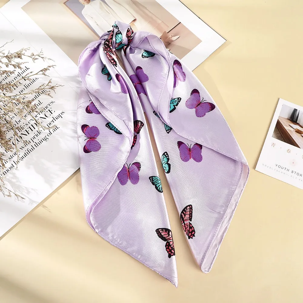 Haimeikang 60*60cm Square Silk Scarf Women Headband Fashion Print Neck Scarfs Office Hair Band Hand Kerchief Female Bandana