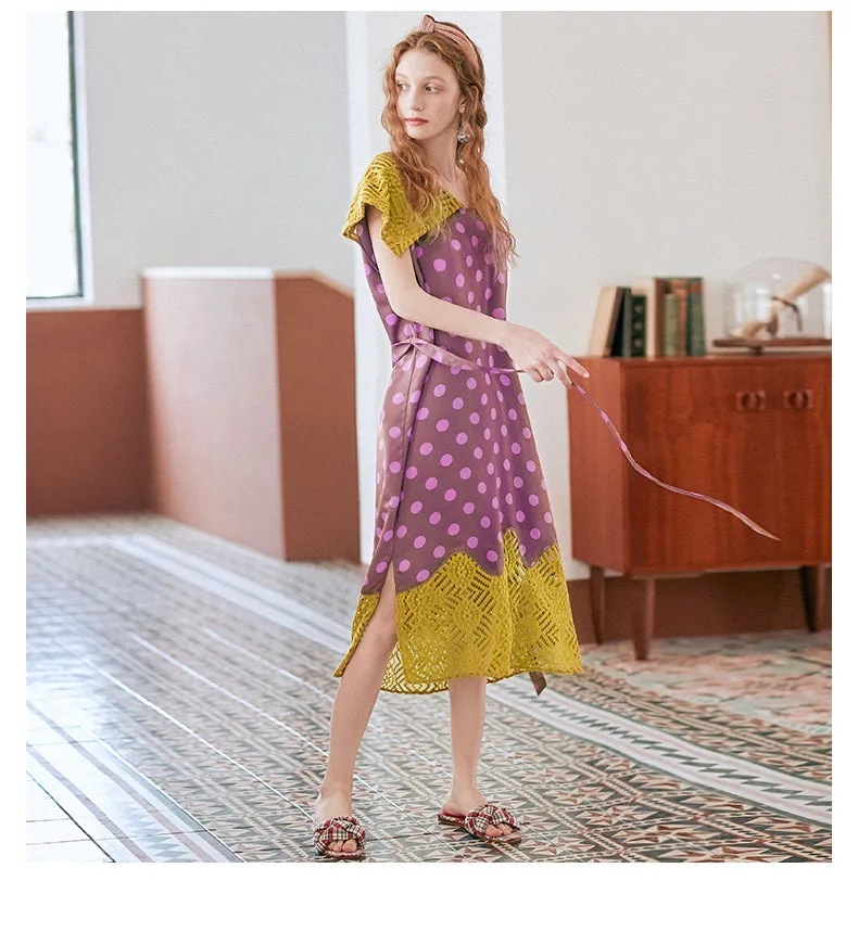 JAM PRINCESS MIDI DRESS WITH LACE COLLAR AND HEM IN YELLOW