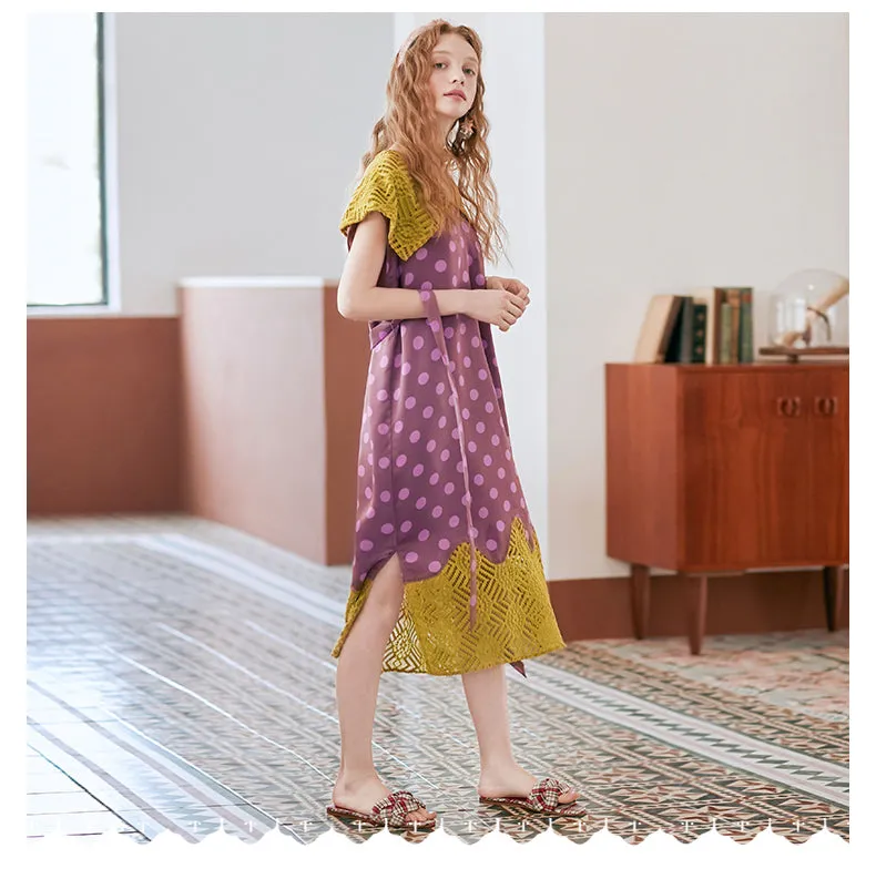 JAM PRINCESS MIDI DRESS WITH LACE COLLAR AND HEM IN YELLOW
